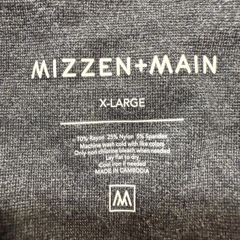 MIZZEN+MAIN Mens XL Performance‎ 1/4 Zip Pullover Shirt Gray NWT
